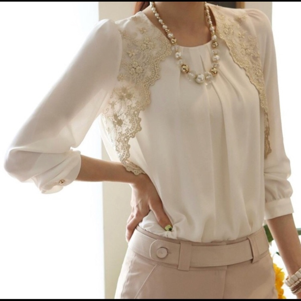 Chiffon and Lace Blouse